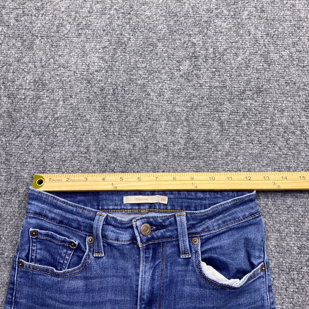 Levis 726 High Rise Flare Jeans Womens 26 Blue Denim Bell Bottom Western Retro - Picture 4 of 12